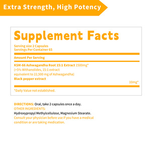 Capsules d'Ashwagandha en gros pour le soutien immunitaire et l'amélioration des performances, complément naturel à base de racine de curcuma - Product Image 2