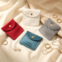 Pochette à bijoux en velours personnalisée avec bouton pression, petits sacs cadeaux avec logo pour bagues, boucles d'oreilles, emballage de bijoux