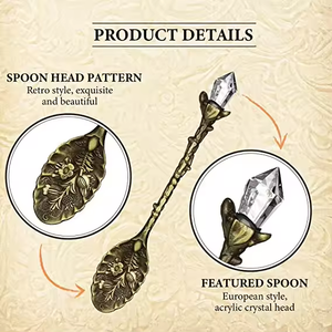 Retro Spoons Set <b>Crystal</b> Alloy Coffee Spoons Decorative Vintage Carved Spoons Stereoscopic Teaspoons for Cafe Tableware - Product Image 2