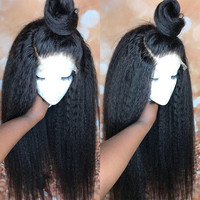Yeswig — perruque mongole naturelle vierge, cheveux crépus lisses, coupe courte Pixie, Full HD, sans traitement, pour femmes noires, 10a