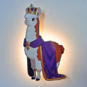 Decoración de pared de madera de Alpaca, luz de pared LED para guardería, interruptor de cable de tracción con pilas <span class=keywords><strong>AA</strong></span>, luz nocturna de diseño Animal para niños - Product Image 4