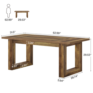 Tavolo Rettangolare <span class=keywords><strong>in</strong></span> <span class=keywords><strong>Legno</strong></span> da 160 cm, Stile Moderno, Grande Tavolo da Pranzo per 6-8 Persone, Colore Marrone - Product Image 6