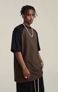 Magliette da uomo e donna traspiranti a blocchi di colore lunghe magliette da strada alla moda oversize - Product Image 6