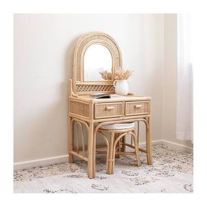 Juego de tocador y taburete de ratán moderno con espejo Muebles de decoración para habitación de niños Mesas de tocador de mimbre para Dreamhouse - Product Image 5