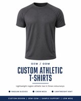 T-shirt athlétique à manches courtes raglan bleu clair pour homme, col rond, uni, personnalisé OEM ODM, pour la salle de sport, l'entraînement