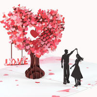 Cartes de voeux chaudes pour la Saint-Valentin Arbre en forme de coeur 3D Cartes-cadeaux stéréoscopiques pour la fête des mères Invitations de mariage Carte de voeux