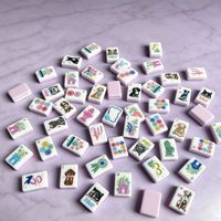 Jeu de Mahjong de Luxe Moderne Thème Chien Mignon, 160 Tuiles en Acrylique Rose Chiot, Empreinte de Patte Blanche, Portable, Accessoire de Jeu Américain