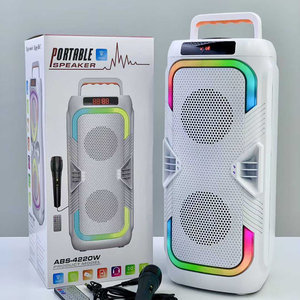 ABS-4220W Daul 4 Inch Xách Tay Woofer Không Dây Karaoke Bt Loa FM Đài Phát Thanh DJ Đảng Stereo Hoạt Động Super Bass Trắng Loa - Product Image 2