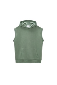 Regular Fit <b>Sleeveless</b> Winter <b>Hoodie</b> Adjustable Hood Front Pouch Pocket Ribbed Trims 100% Cotton Fleece Quick Dry Breathable for - Product Image 6
