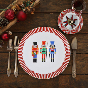 Platos de Cerámica con Diseño de Cascanueces Navideños, Juego de Vajilla Roja a Rayas para Decoración del Hogar, Regalo al por Mayor - Product Image 2