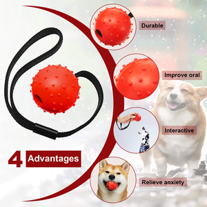 Jouet pour chien robuste pour la lutte de traction - Balle en caoutchouc interactive sur corde pour la mastication agressive et l'entraînement - Product Image 2