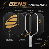 Pala de Pickleball Aprobada por la USAPA con Núcleo de EPP y Perímetro de EVA, Fibra de Carbono Cruda T700 Gen5 Termoformada, Gran Punto Dulce, Control y Efecto