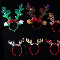 Serre-tête LED de Noël en forme de tête de renne avec bois de cerf, accessoire de coiffure pour la remise des diplômes, Thanksgiving, décoration capillaire, accessoires de cheveux de Noël