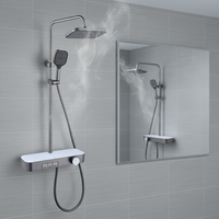 Pommeau de douche à trois jets en silicone souple, finition chromée, réglage de température constante, corps principal tout en cuivre, fixation murale
