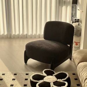 Poltrona Singola in Stile Casual Crema, Design <span class=keywords><strong>Moderno</strong></span> Minimalista, Lusso Leggero, per Soggiorno, Balcone, Piccolo Divano Imbottito in Spugna - Product Image 4