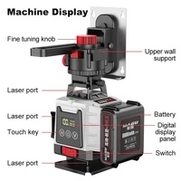 Niveau laser industriel TGS Super 12 16 lignes 3/4D vert, auto-nivelant, 360° horizontal et vertical