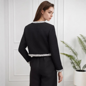 Bolero Elegante al por Mayor para Mujer, Abrigo Corto Ajustado, Diseño Retro, Cierre de un Solo Botón, Lona, Ropa Casual de Invierno - Product Image 4