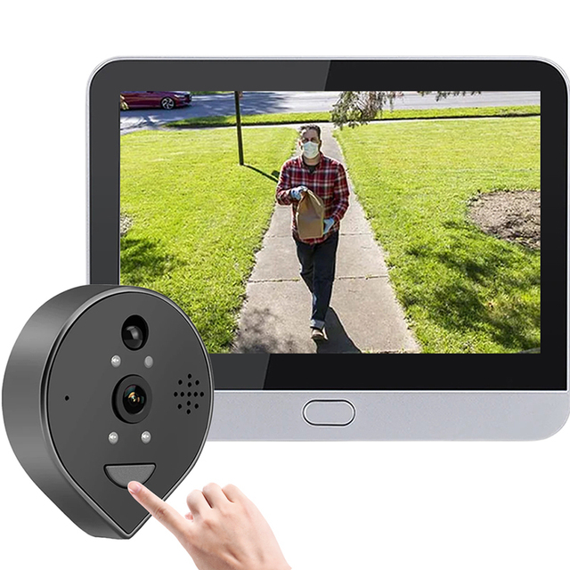 Peep Hole Cat Eyes Digital Door Viewer Monitor 3MP Hidden Video Door Bell With 4.3" Display for Home Security