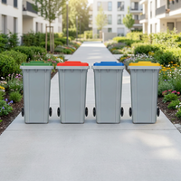 Grande poubelle avec couvercle, 63 gallons, en plastique robuste, bac à déchets industriel, durable pour la collecte des déchets sur les sites industriels