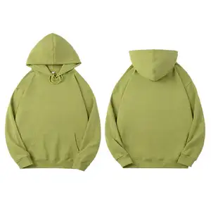 Pullover Drop Shoulder felpa Cotton Men Solid Thermal Pocket felpa con cappuccio csustom felpe con cappuccio da uomo unisex Sweatsh green