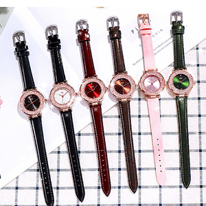 Montre à bracelet en cuir, style coréen, mode, avec strass, montre-bracelet pour femme - Product Image 3