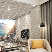 Autocollants muraux miroir à motif diamant, auto-adhésifs, décoratifs, design losange pour murs de fond, fournis directement par l'usine