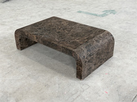 Table basse de salon moderne et simple en marbre brun, forme d'arche, table basse en marbre foncé Emperador