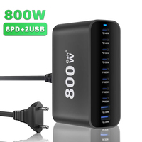 CE/ROHS/UL 800W GaN pengisi daya USB Tipe C, pengisi daya Cepat USB C Desktop 8-port USB Tipe C PD 695W 730W 765W 3.0 W