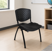 Chaise d'entraînement empilable en plastique avec dossier ergonomique à motif triangulaire et structure en acier pour salle de classe, salle de conférence