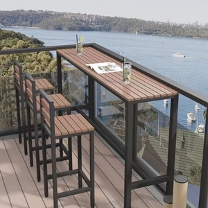 Combinazione Moderna di <span class=keywords><strong>Tavolo</strong></span> e Sedie da Bar per Esterni, Montaggio a <span class=keywords><strong>Parete</strong></span>, Telaio in Ferro Resistente, Design Impilabile e Impermeabile per Balcone e Tempo Libero - Product Image 3