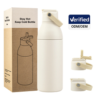 Nueva Botella de Agua de Acero Inoxidable con Aislamiento al Vacío de Doble Pared y Pajita, 17 oz, Botella Infantil de 14 oz para la Escuela
