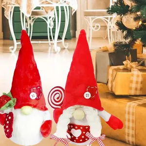 Hot Selling 2024 New Arrival Valentine's Day Decorations Gnomes Plush Cute Red Couple Doll with Holding Rose Lollipop