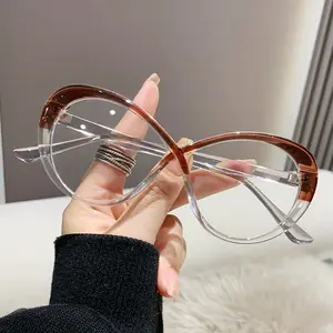 Vintage übergroße Katzenbrille Rahmen 2024 Anti-Reflexions-Spiegel blaulicht oval modisch individuelle verschreibungspflichtige Brille damen frauen