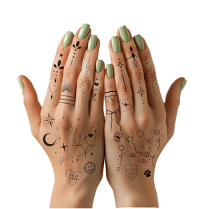Mini adesivi impermeabili per tatuaggi temporanei, piccoli tatuaggi finti a forma di luna, stella, cuore, dita, mani, di lunga durata, per decorazioni quotidiane da donna - Product Image 6