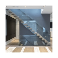 Escalier flottant traditionnel en acier inoxydable et verre trempé sans cadre avec solution personnalisée pour villa, appartement, usage intérieur