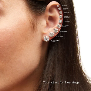 Bông tai kim cương nhân tạo mọc trong phòng thí nghiệm, kiểu Martini, 3 chân, 0.3CT - 1CT, tròn, màu DEF, độ tinh khiết VVS VS, chứng nhận IGI, vàng 10k/14k, công nghệ CVD/HPHT - Product Image 5