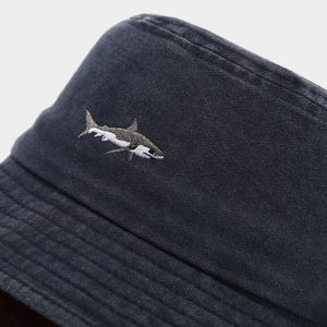 Chapeau de <span class=keywords><strong>pêcheur</strong></span> vintage délavé avec logo brodé et motif requin, 1 pièce, décontracté, pour hommes et femmes - Product Image 6