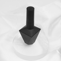 Flacon de vernis à ongles en verre noir de luxe personnalisé et unique de 7 ml, 10 ml, 12 ml, 15 ml, 16 ml avec pinceau et bouchons cylindriques en plastique noir mat