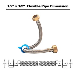 ท่ออ่อนยืดหยุ่นคู่ 1/2" X 1/2" BSP 300 มม. ท่อสแตนเลสแบบยืดหยุ่น ป้องกันสนิม ทนต่อการกัดกร่อน พร้อมข้อต่อก๊อกน้ำแบบโมโนบล็อก - Product Image 4