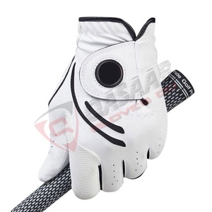 Guantes de golf con logotipo personalizado Embalaje Cabretta Leather Palm-Hombres suaves-Color blanco OEM-Material de características-Tamaño de origen por Pakistán - Product Image 1