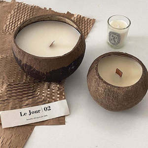 Vela de Cera de Soja Natural Simple Personalizada en Caja de Coco con Caja de Regalo para Decoración del Hogar, Aromaterapia, Sala de Estar, Dormitorio, Uso en Spa - Product Image 3