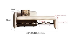 <span class=keywords><strong>Panca</strong></span> Lunga da Ingresso in Legno Massello e Pelle Nappa Stile Moderno di Design di Lusso Sgabello Cambia Scarpe per Atrio - Product Image 6