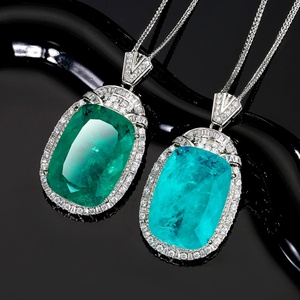 Collier pendentif halo en cuivre plaqué or poli, écologique, 20*28mm, imitation pierres précieuses multicolores, pour femme, idéal pour les soirées - Product Image 3