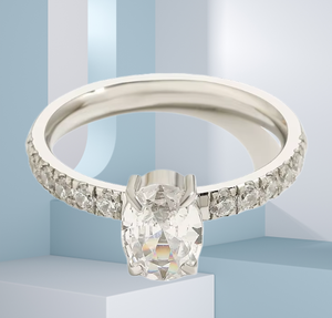 แหวนหมั้นสแตนเลสสตีลคุณภาพสูงกันน้ำจาก UM Jewelry สำหรับผู้หญิง ชุบทอง 18K ประดับเพชรซิคอนสไตล์วินเทจสำหรับงานแต่งงาน - Product Image 6