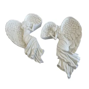 천사 날개 조각 창조적 인 동상 홈 아트 벽 장식 수지 천사 도어 프레임