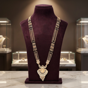 Gold Plated Pendant Mangalsutra, Mangalsutra for <b>Bridal</b> Jewelry, Traditional Gold Mangalsutra, Black Beads For Gold Mangalsutra. - Product Image 2