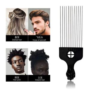 Hot Sale Black Fist Metal Fork <b>Comb</b> Stainless Steel Pin Hair Pick <b>Comb</b> Custom Logo Afro <b>Comb</b> for Black Men - Product Image 4