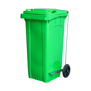 Outdoor Plastic Trash Can 240L Wheeled Rectangular With <b>Lid</b> For Street Sanitation - Product Image 5