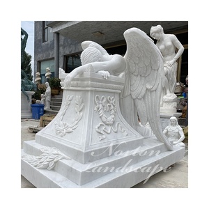 Amulette en pierre brute pour extérieur et jardin, 1 pièce, motifs en marbre blanc et granit, tissage de la Statue d'ange - Product Image 2