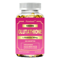 Complément alimentaire anti-âge et antioxydant personnalisé pour la santé de la peau, capsules molles de glutathion 1000 mg avec L-glutamine et vitamines C/D3